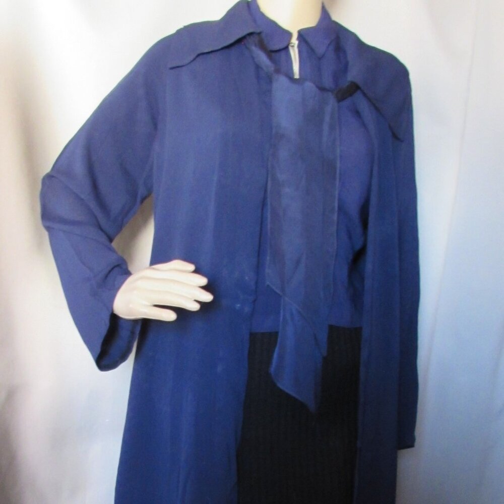 Mid Century Blouse Matching Jacket Royal Blue Crepe